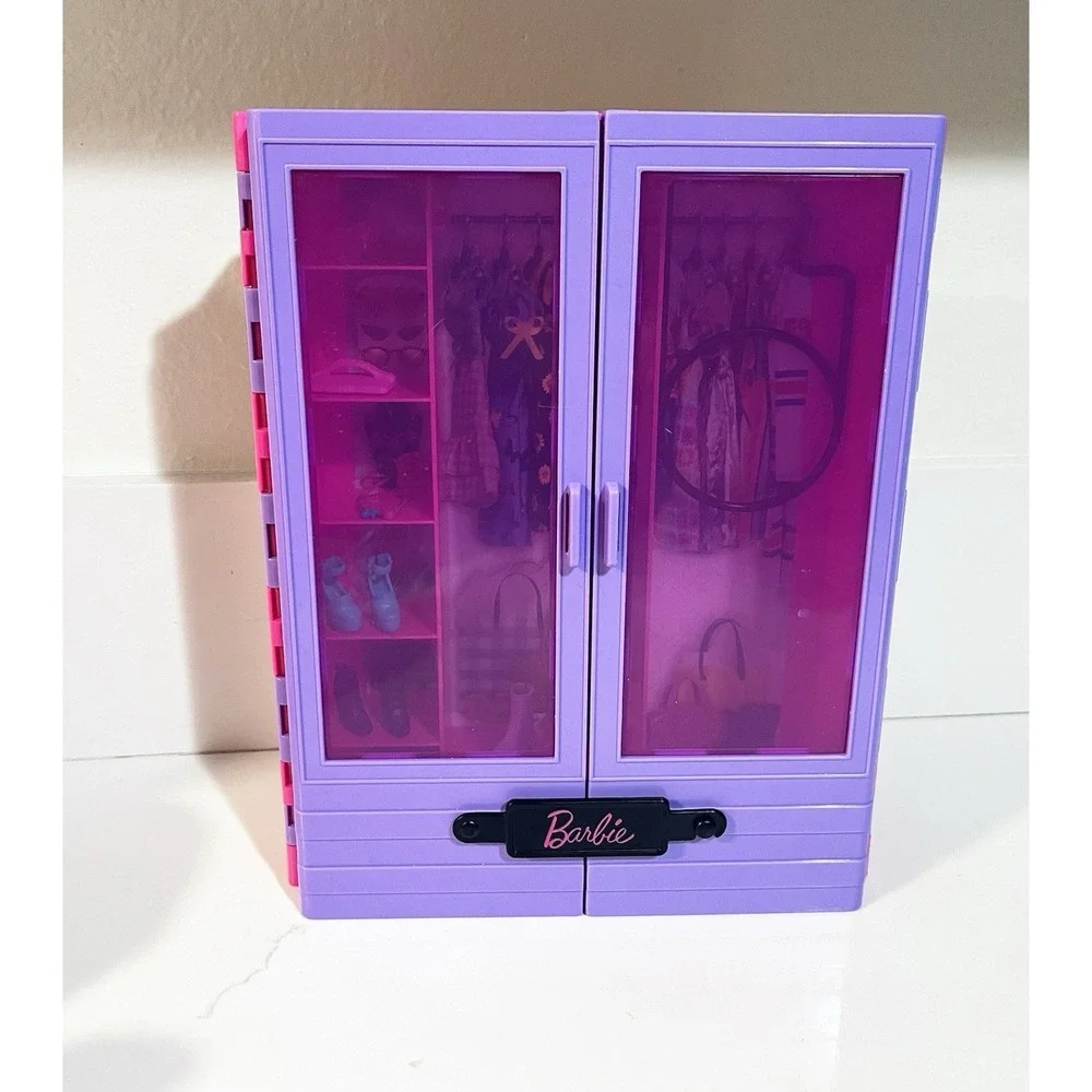 Barbie Fashionista Closet Wardrobe Purple Pink Storage Case Toy Organizer 2018